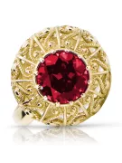 Anillo Rubí Oro amarillo de 14 quilates Estilo vintage vrc059y